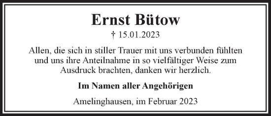 Anzeige von Ernst Bütow von LZ