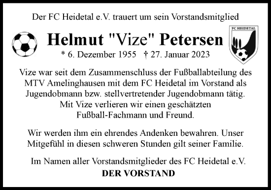 Anzeige von Helmut Petersen von LZ
