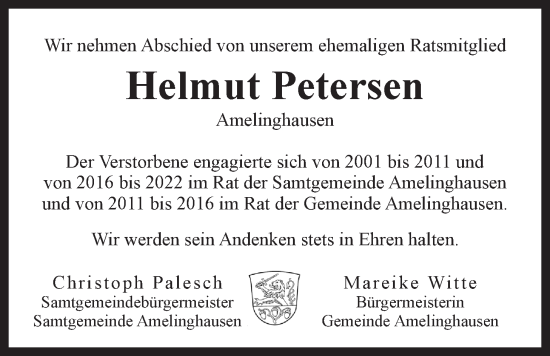 Anzeige von Helmut Petersen von LZ