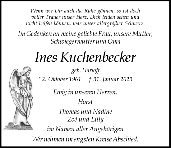 Anzeige von Ines Kuchenbecker von LZ