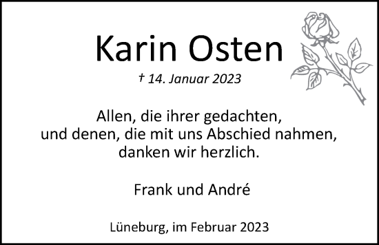 Anzeige von Karin Osten von LZ