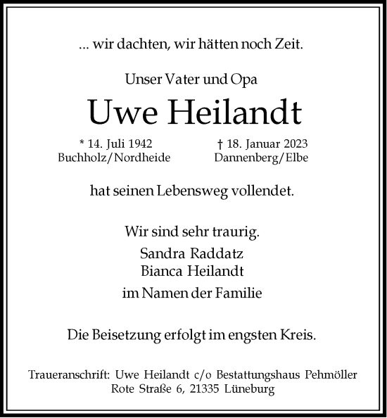 Anzeige von Uwe Heilandt von LZ