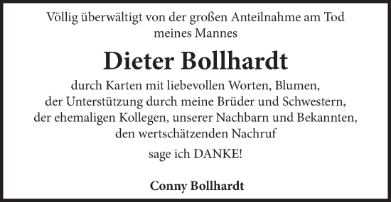 Anzeige von Dieter Bollhardt von LZ