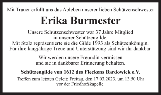 Anzeige von Erika Burmester von LZ