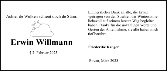 Anzeige von Erwin Willmann von LZ