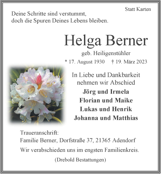 Anzeige von Helga Berner von LZ