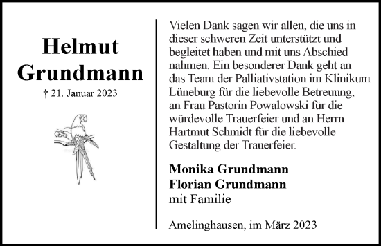 Anzeige von Helmut Grundmann von LZ