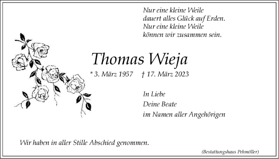 Anzeige von Thomas Wieja von LZ