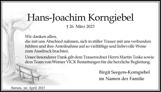 Anzeige von Hans-Joachim Korngiebel von LZ