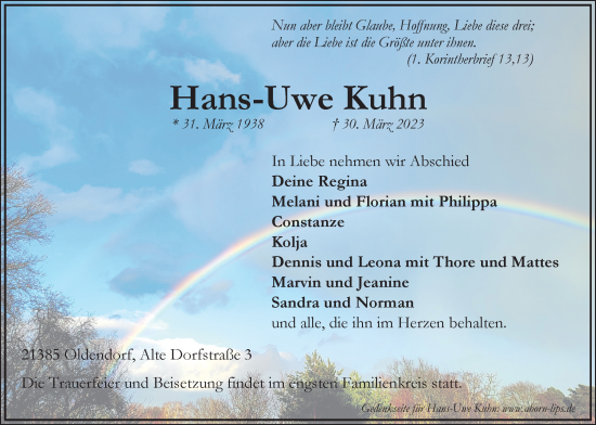 Anzeige von Hans-Uwe Kuhn von LZ