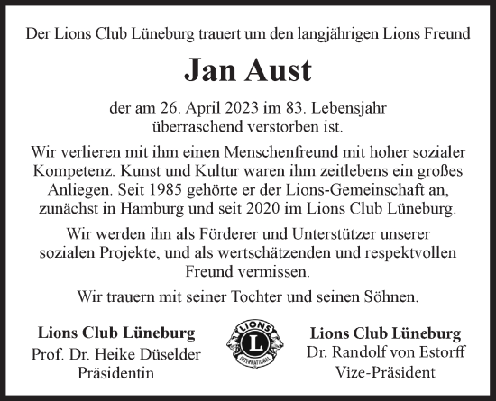 Anzeige von Jan Aust von LZ