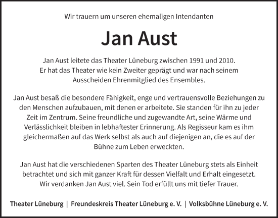 Anzeige von Jan Aust von LZ