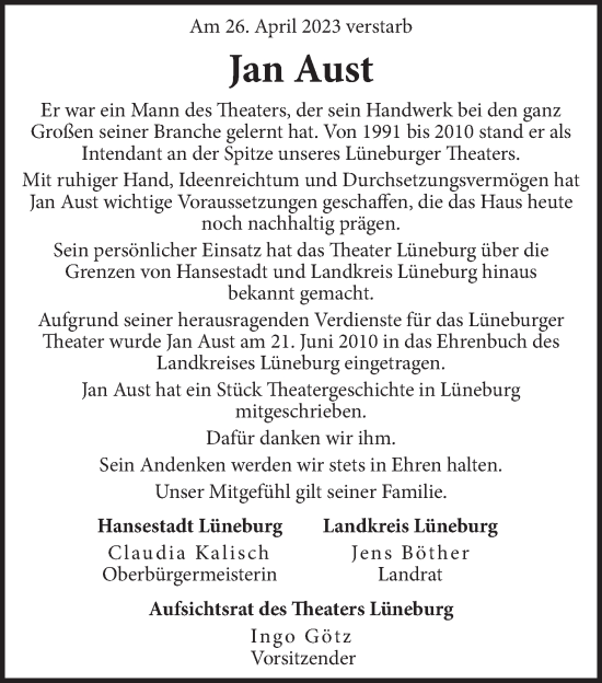 Anzeige von Jan Aust von LZ