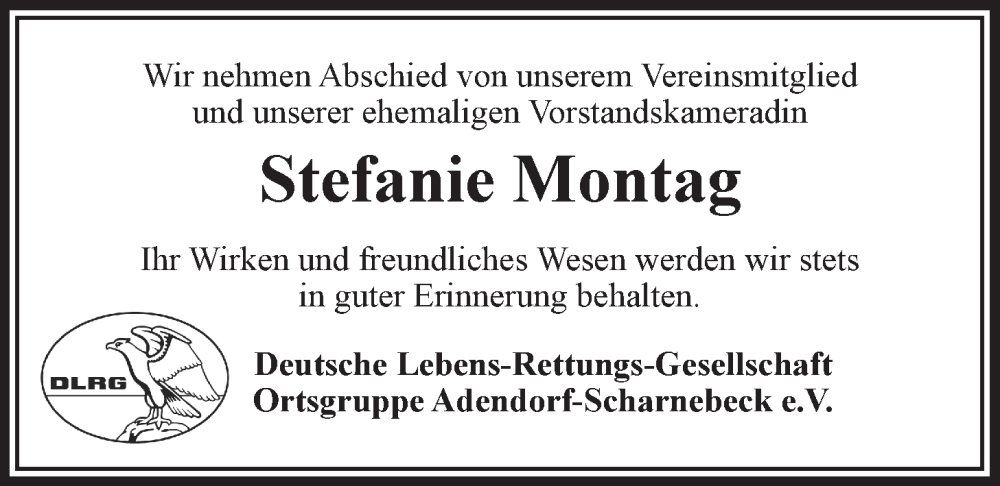  Traueranzeige für Stefanie Montag vom 06.05.2023 aus LZ
