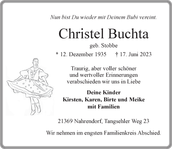 Anzeige von Christel Buchta von LZ