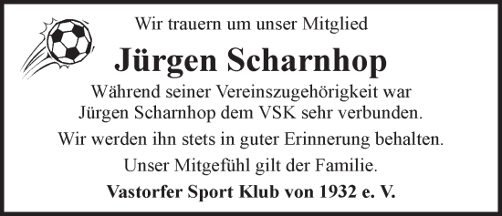 Anzeige von Jürgen Scharnhop von LZ