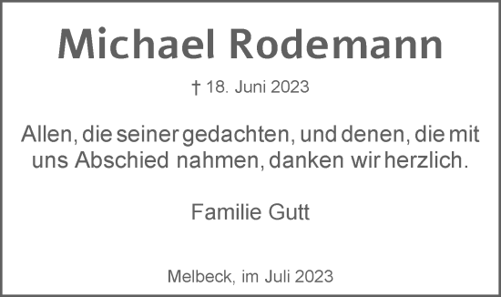 Anzeige von Michael Rodemann von LZ