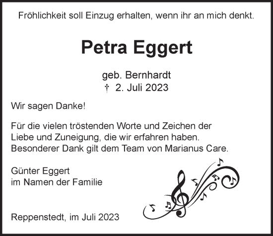 Anzeige von Petra Eggert von LZ