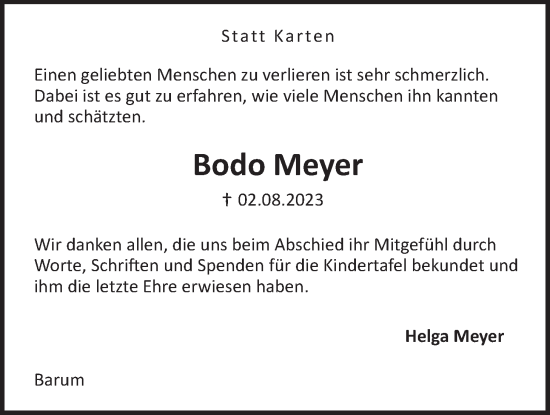 Anzeige von Bodo Meyer von LZ