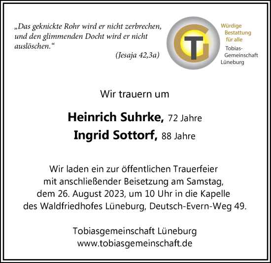 Anzeige von Ingrid Sottorf von LZ