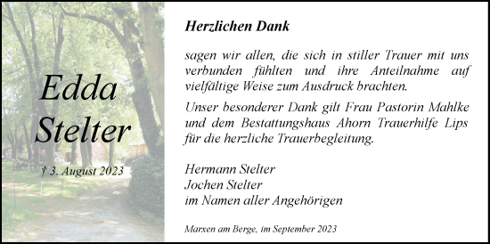 Anzeige von Edda Stelter von LZ