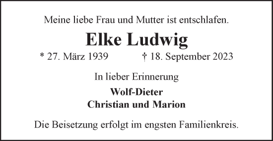 Anzeige von Elke Ludwig von LZ