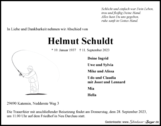 Anzeige von Helmut Schuldt von LZ