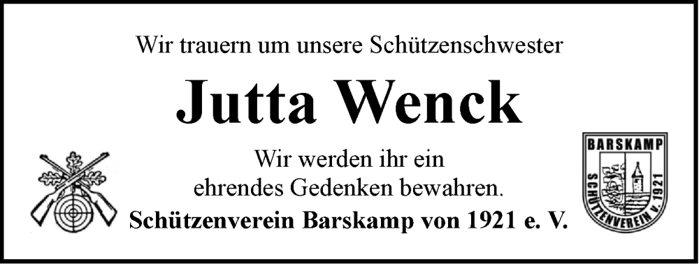  Traueranzeige für Jutta Wenck vom 09.09.2023 aus LZ