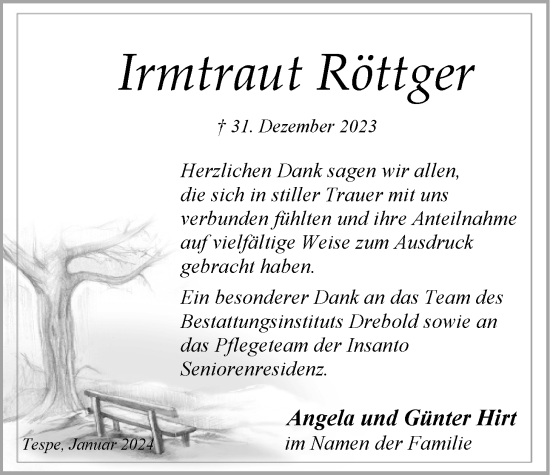 Anzeige von Irmtraut Röttger von LZ