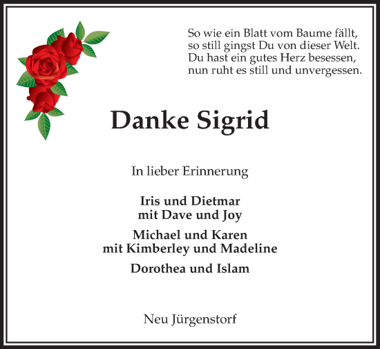 Anzeige von Sigrid  von LZ