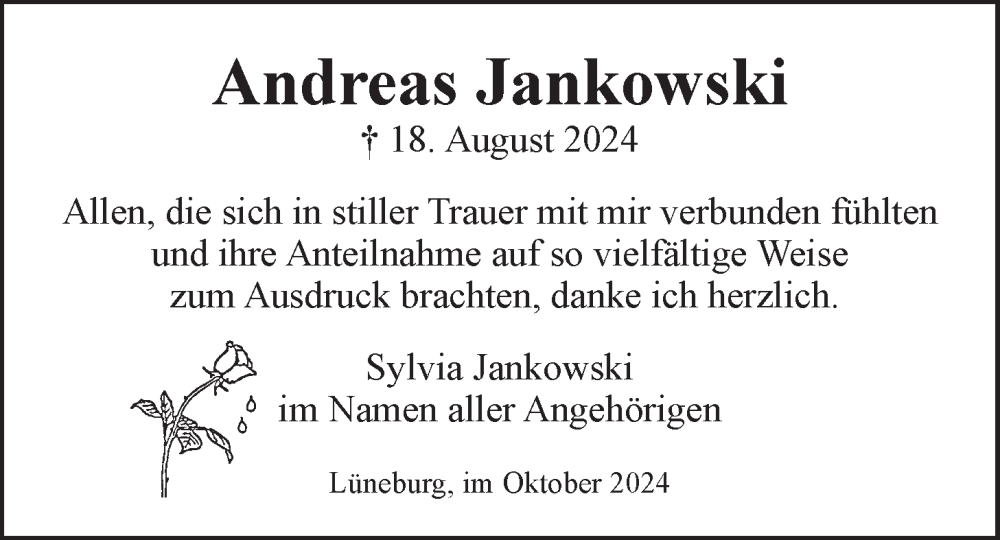  Traueranzeige für Andreas Jankowski vom 12.10.2024 aus LZ