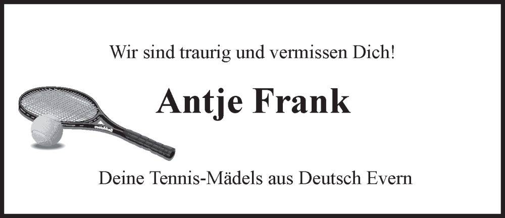  Traueranzeige für Antje Frank vom 19.10.2024 aus LZ
