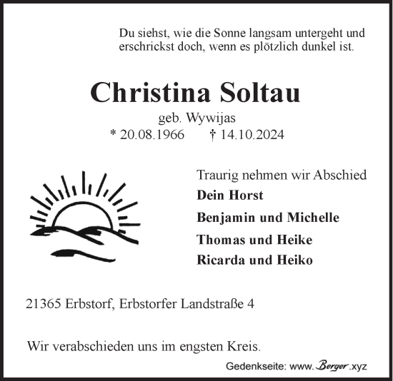 Anzeige von Christina Soltau von LZ
