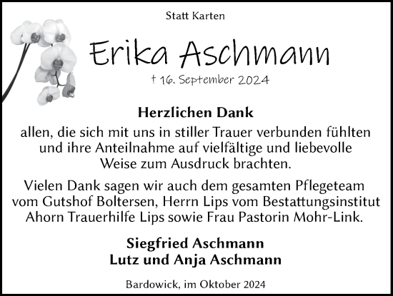 Anzeige von Erika Aschmann von LZ