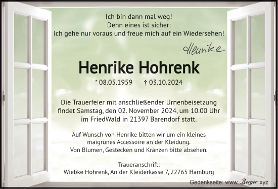 Anzeige von Henrike Hohrenk von LZ