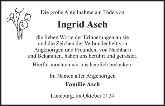 Anzeige von Ingrid Asch von LZ