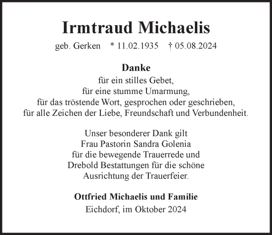 Anzeige von Irmtraud Michaelis von LZ