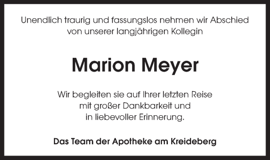 Anzeige von Marion Meyer von LZ