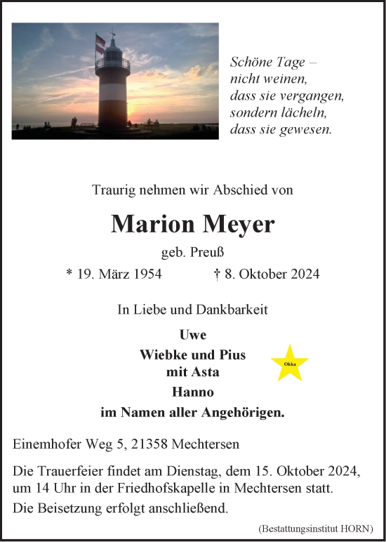 Anzeige von Marion Meyer von LZ