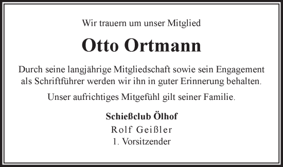 Anzeige von Otto Ortmann von LZ