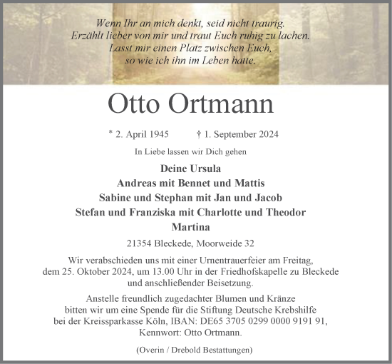 Anzeige von Otto Ortmann von LZ