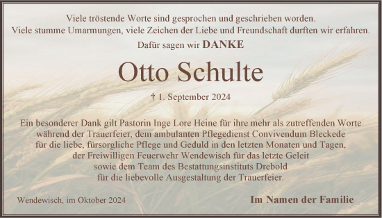 Anzeige von Otto Schulte von LZ