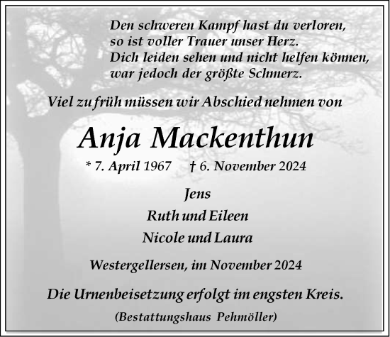 Anzeige von Anja Mackenthun von LZ