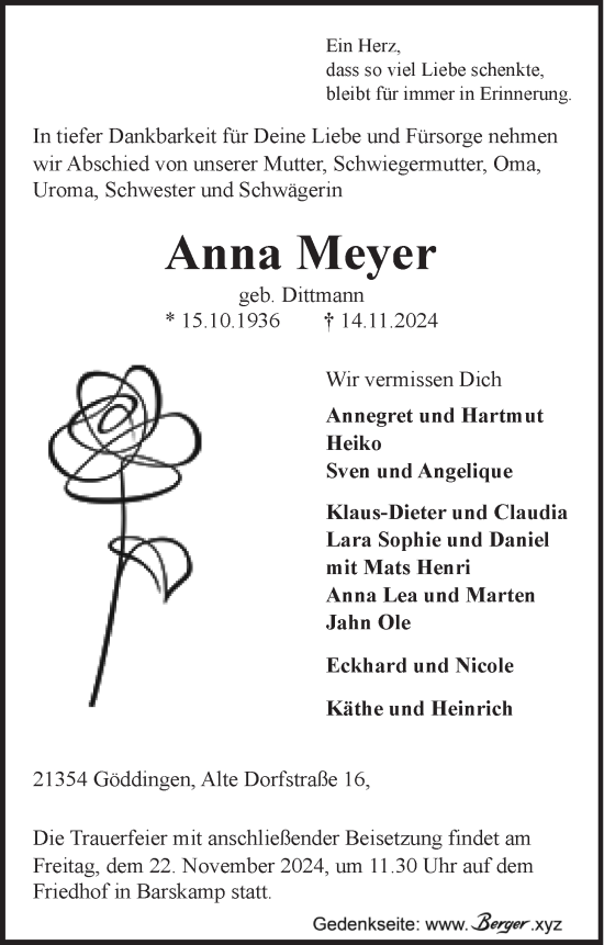 Anzeige von Anna Meyer von LZ