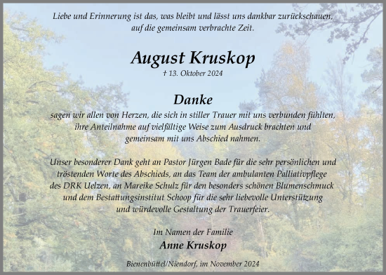 Anzeige von August Kruskop von LZ
