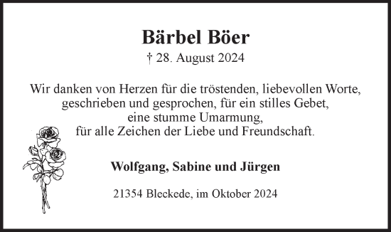 Anzeige von Bärbel Böer von LZ