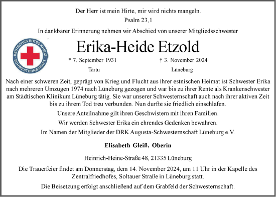 Anzeige von Erika-Heide Etzold von LZ