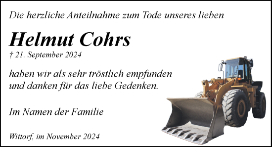 Anzeige von Helmut Cohrs von LZ