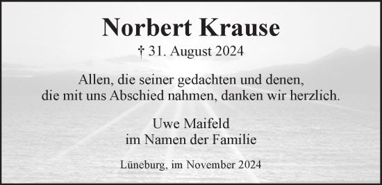 Anzeige von Norbert Krause von LZ