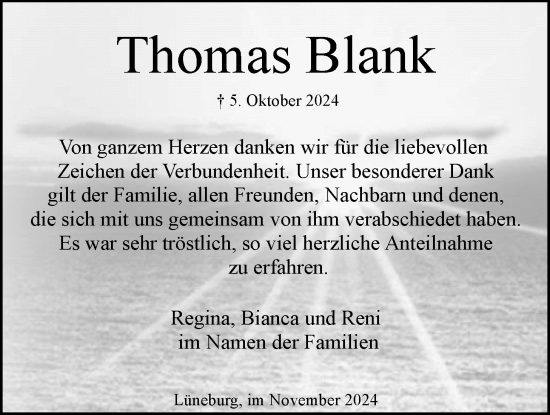 Anzeige von Thomas Blank von LZ